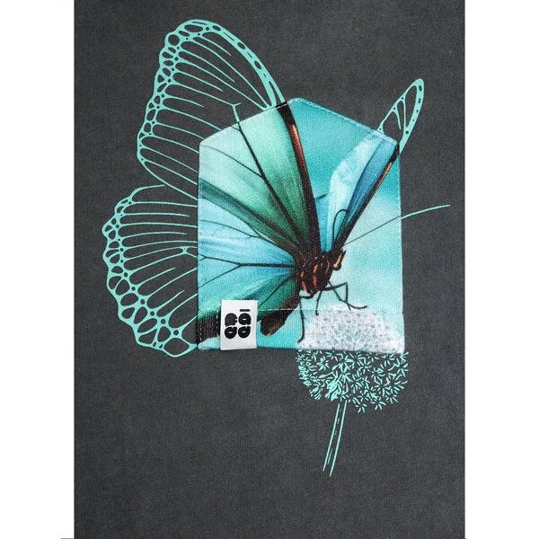 FÄDD FÄDD Damen T-Shirt Rundhals aus Bio-Baumwolle "Butterfliege BT" Grau, Grau, – Produktbild 2 von 3