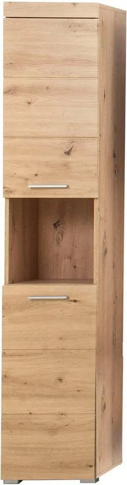 welltime Hochschrank Avena Badezimmerschrank 2-türig mit offenem Fach - 2 verstellbare Böden, Beige, – Produktbild 2 von 5