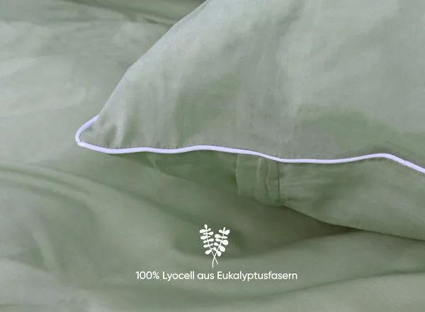 jilda-tex jilda-tex Luxus Premium-Bettwäsche aus Eukalyptus 100% Lyocell Tencel Perkalbettwäsche MADE IN GREEN, Salbeigrün, – Produktbild 2 von 4