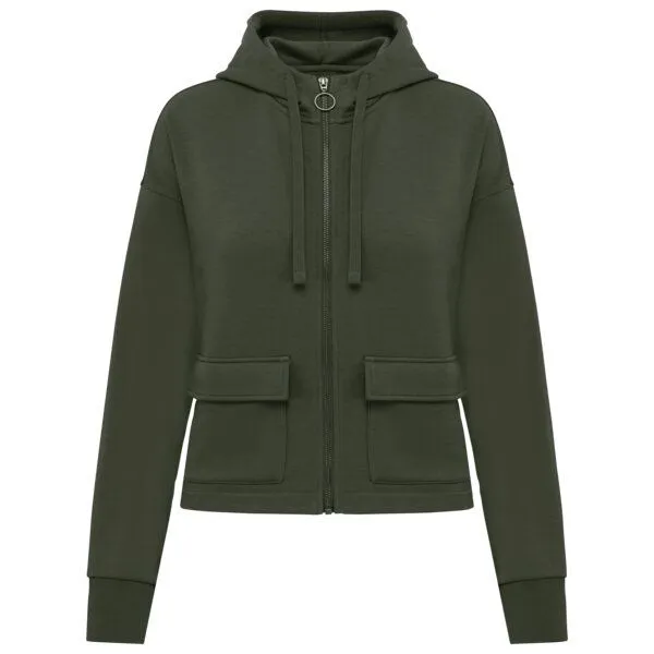 Greenspired Greenspired Umweltfreundliches Damen-Kapuzensweatshirt aus French Terry mit Reißverschluss 300g/m² XS-XL, Khaki, – Produktbild 1 von 2