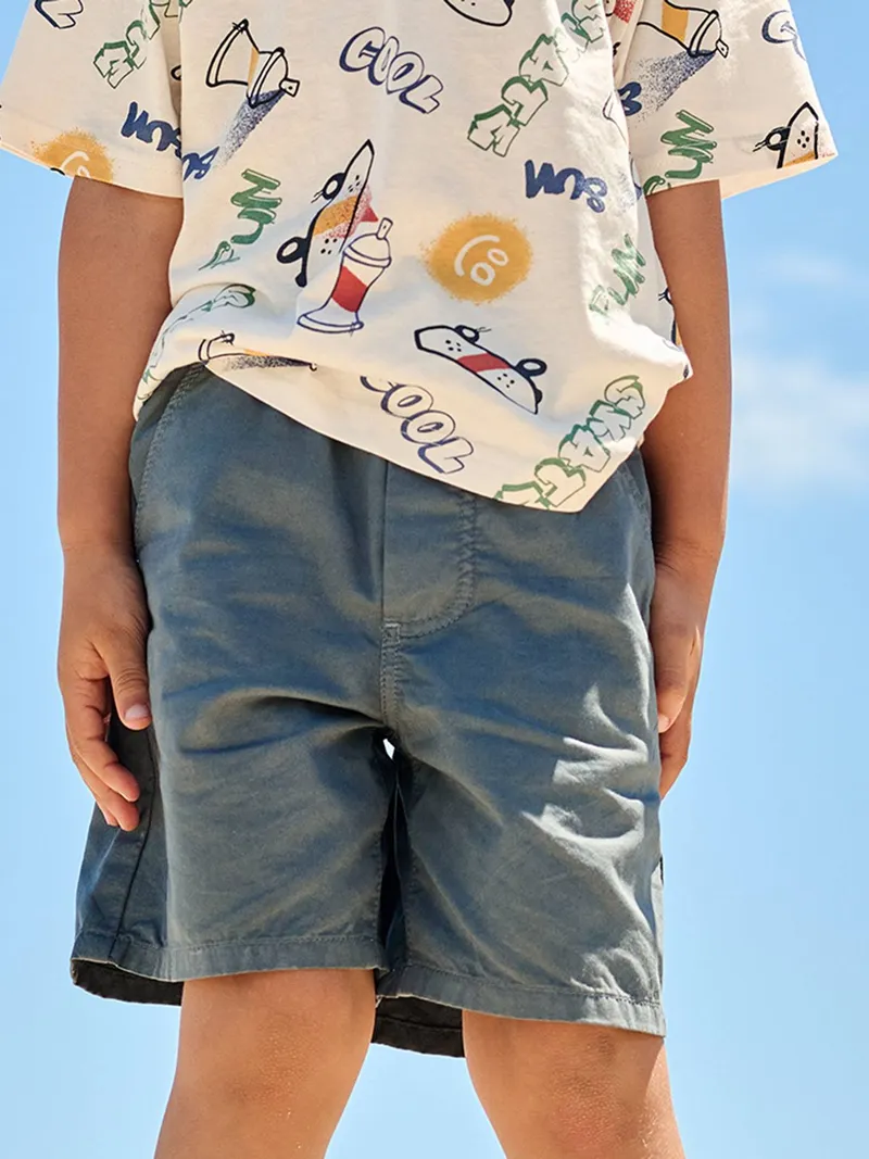 Vertbaudet Bermudas Jungen mit Dehnbund, Jeansblau, – Produktbild 3 von 4