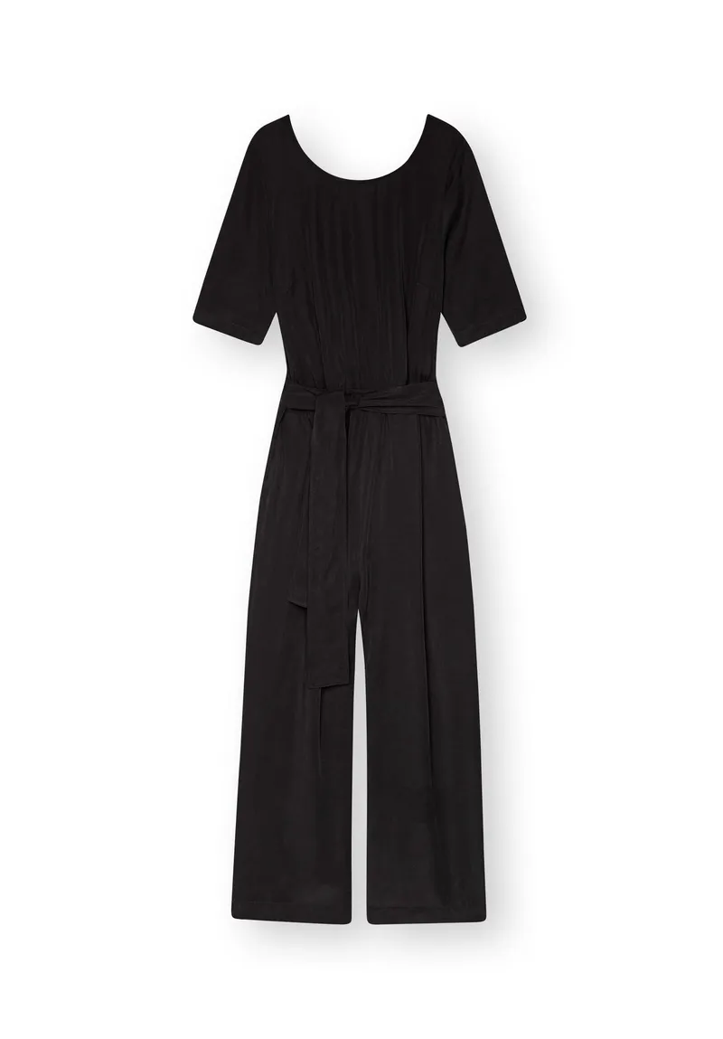 Lovjoi LOVJOI Damen vegan Jumpsuit Staine Halbarm Schwarz, Schwarz, – Produktbild 1 von 2