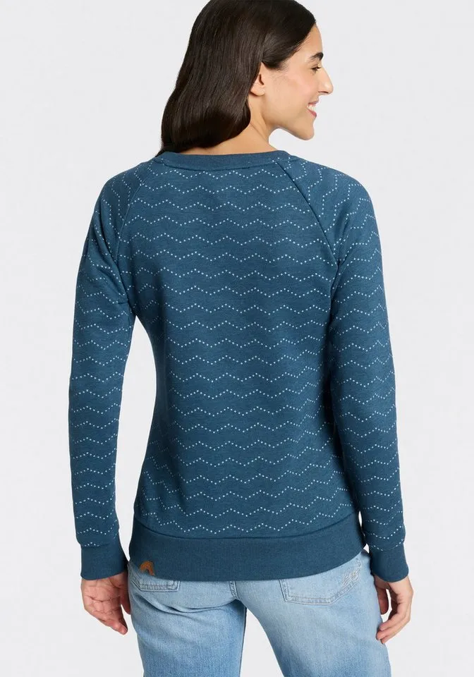 ragwear ragwear Sweatshirt DARIA ZIG ZAG O mit Zierknöpfen am Ausschnitt, Grün, – Produktbild 2 von 5