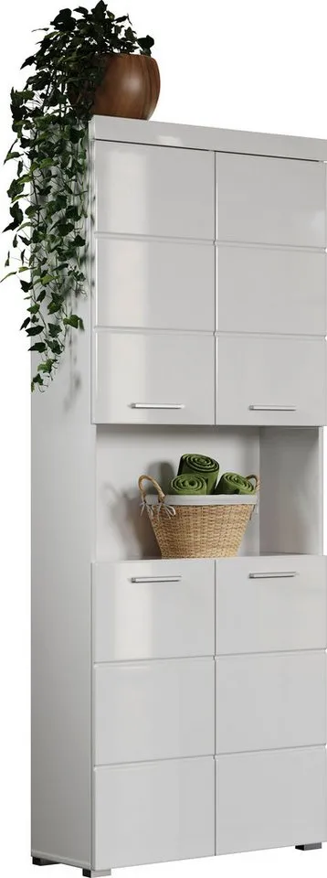 welltime Hochschrank Avena Badschrank 4-türig mit o. Fach und 4 Einlegeböden - B/T/H 73/31/190 cm, Weiß, – Produktbild 4 von 4