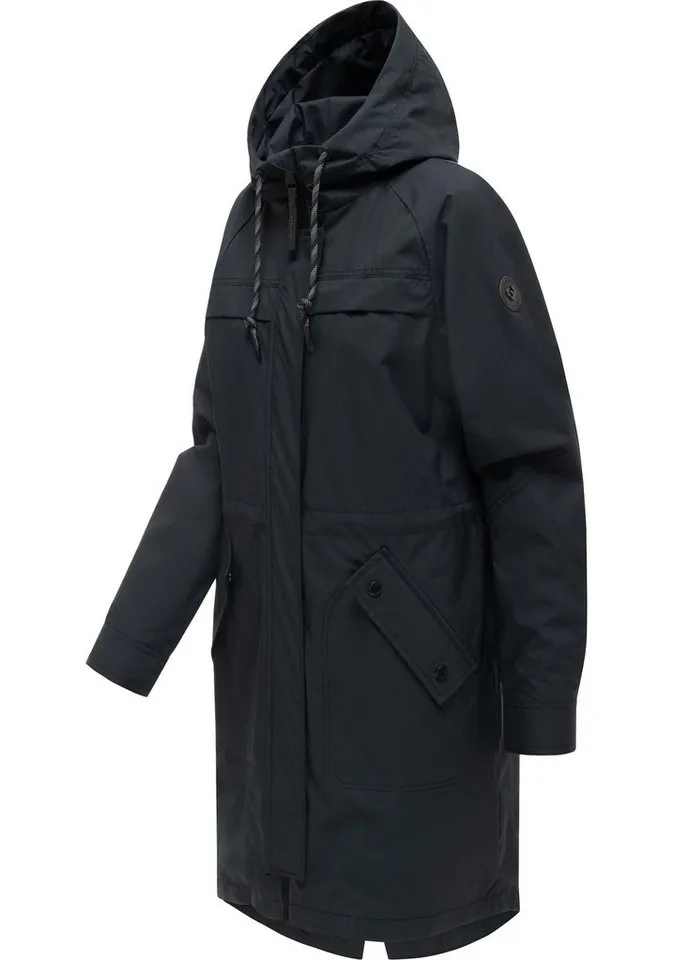 ragwear ragwear Regenmantel Ximenna wasserdichter und atmungsaktiver Damen Übergangsparka, Schwarz, – Produktbild 3 von 4