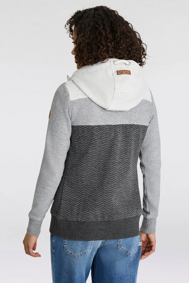 ragwear ragwear Sweatjacke TREGA ZIP O im Colorblocking-Design, Grau, – Produktbild 3 von 5