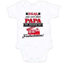 G-graphics Kurzarmbody Egal wie cool dein Papa ist, meiner ist Feuerwehrmann! Baby Body mit Spruch / Motiv / Aufdruck • zur Geburt / Babyparty – Produktbild 1 von 1