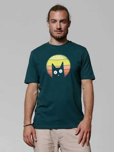 watapparel watapparel T-Shirt Unisex Sunset Cat, Glazed green, – Produktbild 2 von 4