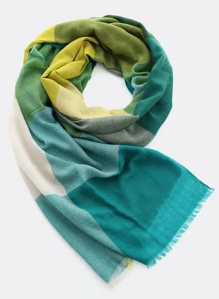Djian Djian Schal aus Merino-Wolle – KARO – mulesingfrei, Grüntöne, – Produktbild 2 von 3