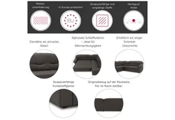 DOMO collection Ecksofa Montana, zeitlose Rückensteppung, bequeme Armlehnen, B.234cm, L-Form, wahlweise mit Bettfunktion – Produktbild 1 von 1