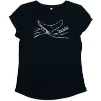 ilovemixtapes ilovemixtapes Frauen T-Shirt mit Walflosse aus 100% Biobaumwolle, Dunkelblau, – Produktbild 1 von 1