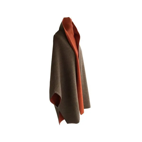 austriandesign.at austriandesign.at MantelCape reversibel aus extrafeiner Merinowolle, Natur/orange, – Produktbild 2 von 3