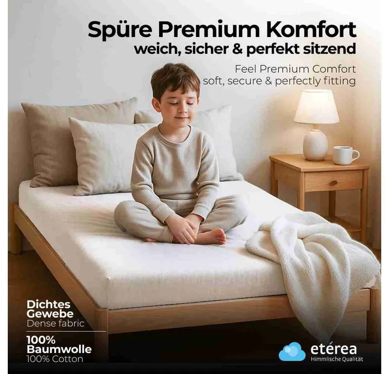 etérea Himmlische Qualität Spannbettlaken etérea Comfort Jersey Spannbettlaken, Jersey, Gummizug: rundum, (1 Stück), Weiß, – Produktbild 2 von 5