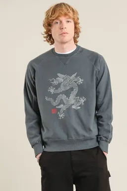 KOMODO KOMODO Herren vegan Sweatshirt Dragon Washed Schwarz – Produktbild 1 von 1