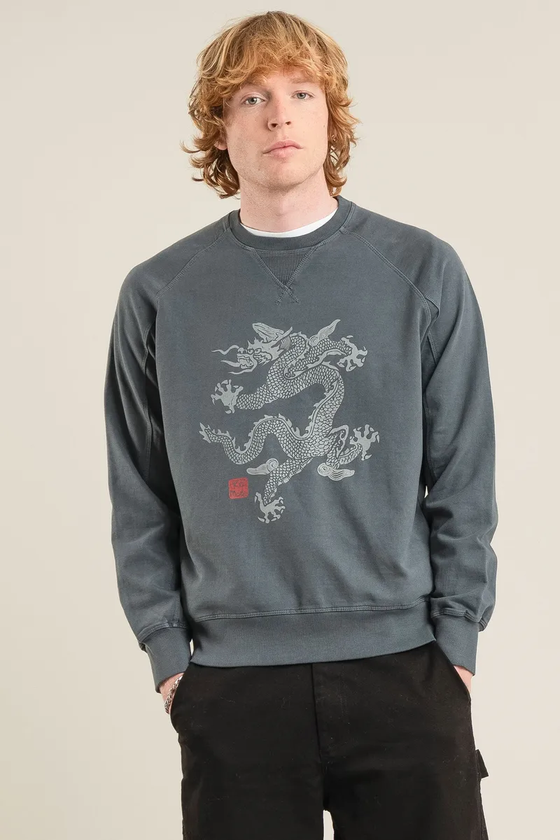 KOMODO KOMODO Herren vegan Sweatshirt Dragon Washed Schwarz, Schwarz, – Produktbild 1 von 2