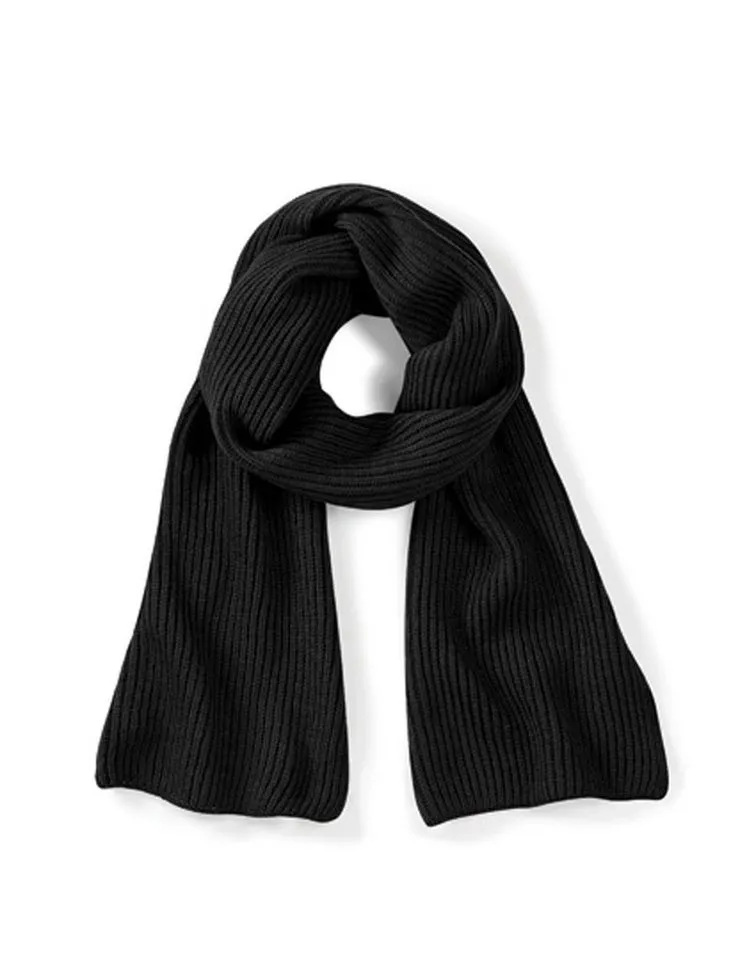 Beechfield Beechfield Strickschal gerippter Herren Schal / Strickschal / Modeschal für Männer, 170 x 20 cm, Schwarz, – Produktbild 1 von 3