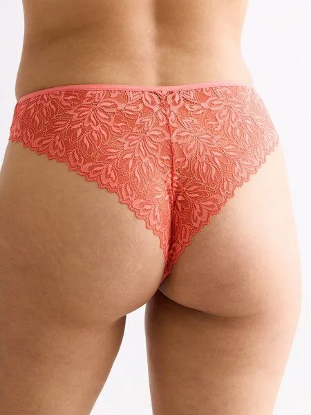 erlich textil erlich textil Dreamy Lace Brazil Slip mit Spitze aus recyceltem Polyamid, made in Europe, Wilde orange, – Produktbild 6 von 7