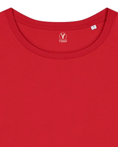 YTWOO YTWOO Damen-Scoop-Neck-T-Shirt aus Bio-Baumwolle, Rot, – Produktbild 4 von 4