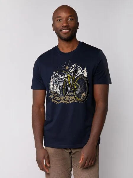 watapparel watapparel T-Shirt Unisex Mountainbike und Berge, French navy, – Produktbild 1 von 3