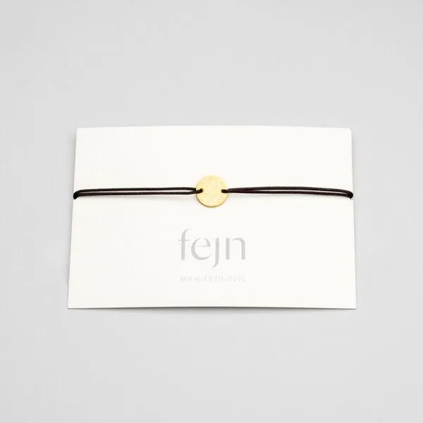 fejn jewelry fejn jewelry Armband 'satin disc' mit farbigen Textilband, Gold, – Produktbild 2 von 8