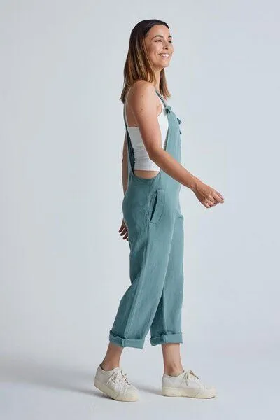 Flax and Loom Flax and Loom Leinen Latzhose Mary Lou, Retro blue (grün), – Produktbild 7 von 8