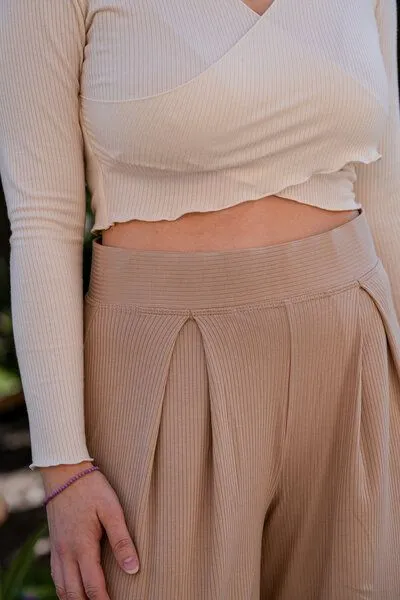 Vivien Joy Vivien Joy High Waist Hose mit Falten - Farrah Comfy Pants, Warm sand (natur), – Produktbild 3 von 4