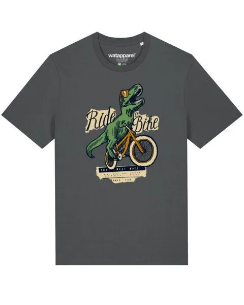 watapparel watapparel T-Shirt Unisex T-Rex Fahrrad, Anthracite, – Produktbild 1 von 4