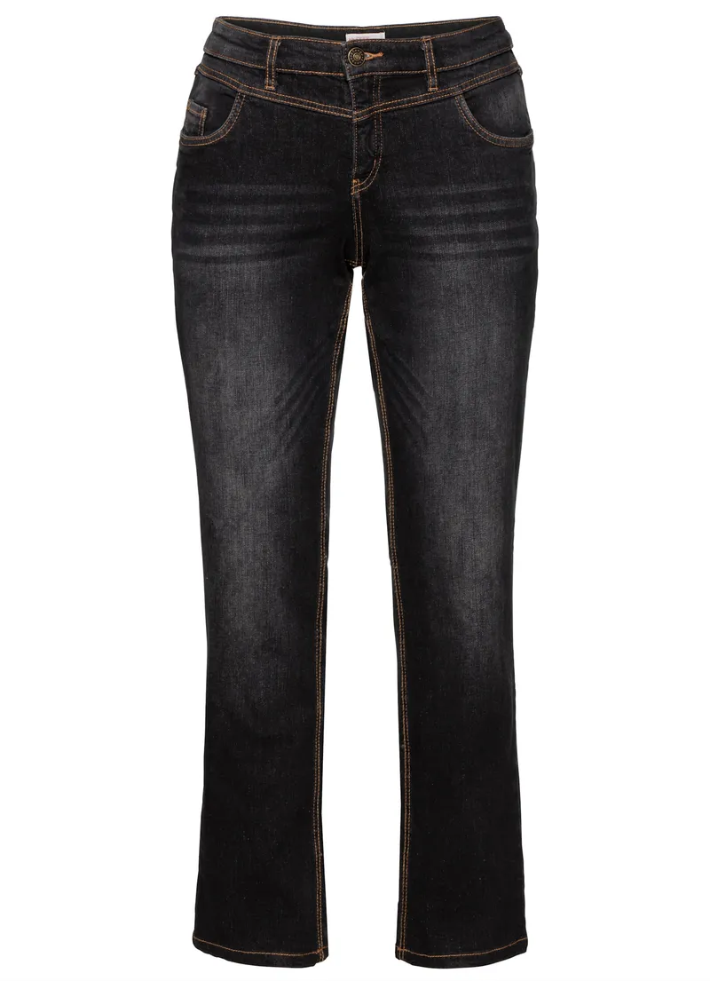 sheego Gerade Jeans black denim, Black denim, – Produktbild 1 von 3
