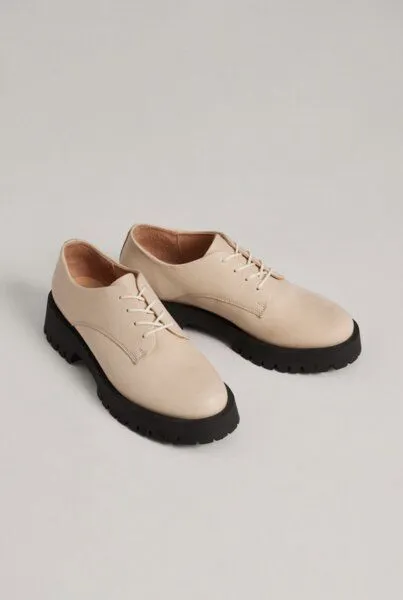 Addition Sustainable Apparel Addition Sustainable Apparel Halbschuhe aus Bio-Leder - Lace all black, Oat (beige), – Produktbild 3 von 4