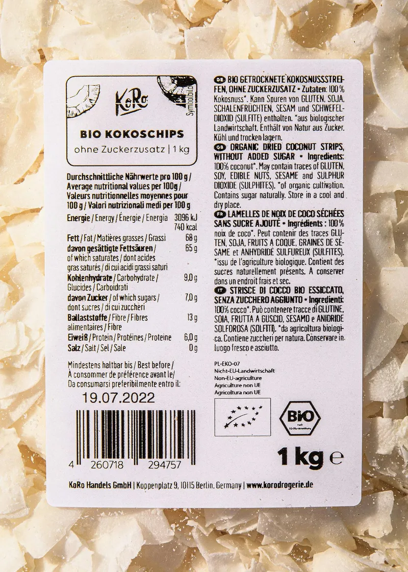 KoRo Bio Kokoschips ohne Zuckerzusatz 1 kg – Produktbild 3 von 5