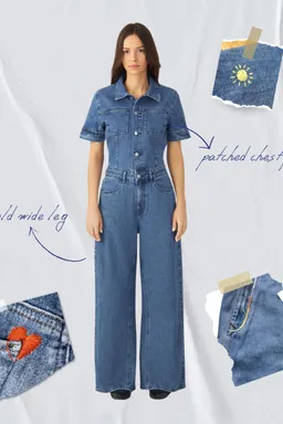 DAWN Dawn Damen vegan Jumpsuit Twitter Kunst Auf Scherben Medium Blau – Produktbild 1 von 1