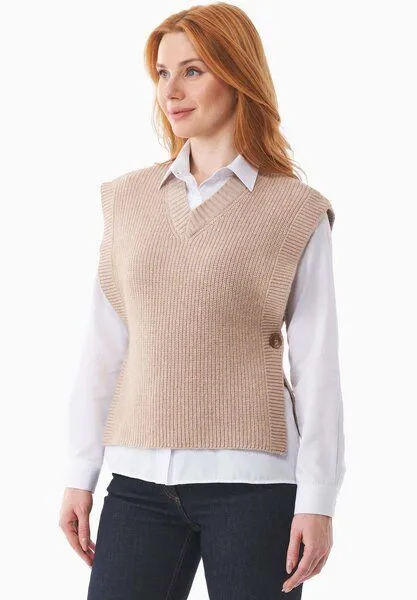 ORGANICATION ORGANICATION Ärmelloser Pullover aus Bio-Baumwolle Mix, Beige melange, – Produktbild 3 von 3