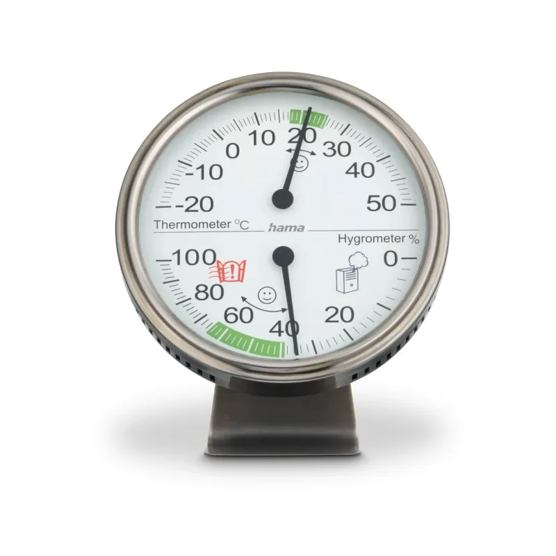 Hama Hama Thermometer und Hygrometer "Tahiti", Ø 11 cm, Silber – Produktbild 1 von 6