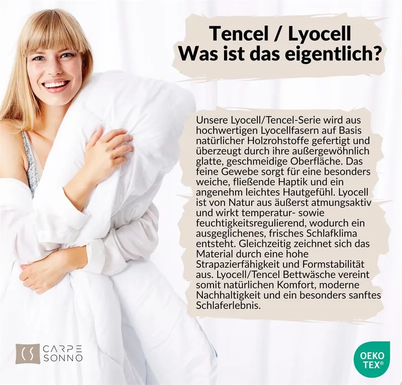 Carpe Sonno Bettwäsche TENCEL™ Lyocell kühlende Bettwäsche 135 x 200 155 x 220 uni einfarbig, Lyocell, 2 teilig, OEKO-TEX Bettbezug seidenähnlich, natürlicher Rohstoff, Grün 135x200, Grün, – Produktbild 4 von 5