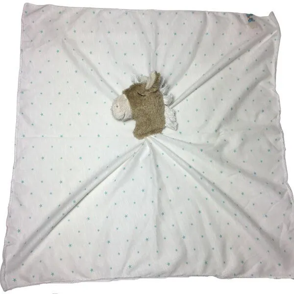 Pat und Patty Pat und Patty Personalisertes Schmusetuch/ Schnuffeltuch, Greifling "Pferd" ,Farbe : beige oder messing, 100 % Baumwolle-kbA, Beige, – Produktbild 4 von 5