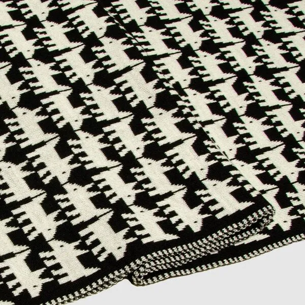 LANARTO slow fashion LANARTO slow fashion Schal Muster 'Hund' zweifarbig gestrickt aus mulesingfreier Merinowolle, Schwarz, – Produktbild 2 von 2