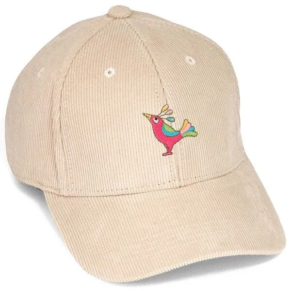 LIGARTI Bestickte Cord Cap – Patrischa der Paradiesvogel – LIGARTI Tiermanufaktur, Sand, – Produktbild 1 von 4