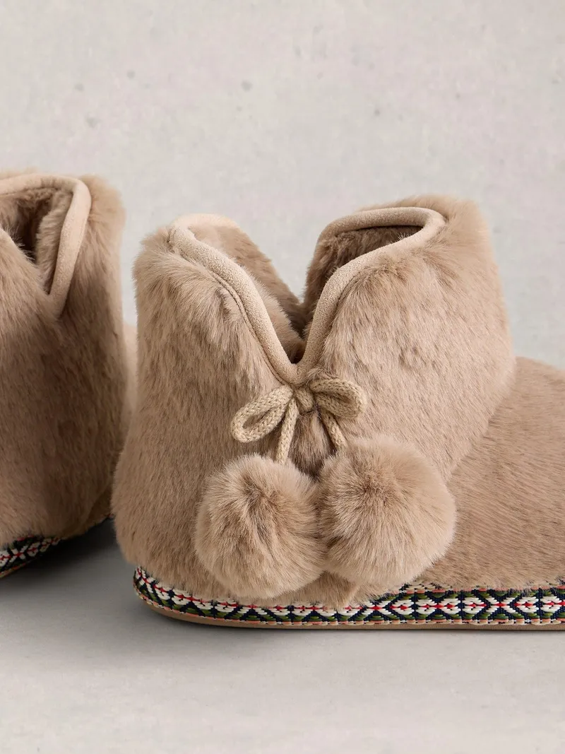 White Stuff Hausschuhe aus Webpelz - L, Dunkelblau, – Produktbild 3 von 4