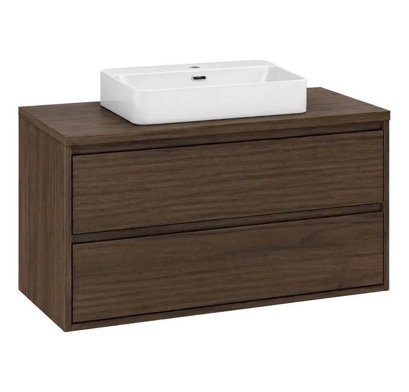 Lomadox Waschtisch VERZUOLO-56-WALNUT, 80 cm breit in Walnuss, wandhängend, grifflos, Braun, – Produktbild 4 von 5