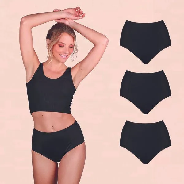 Taynie Ultra Periodenunterwäsche Biozidfrei 60°C Taynie Highwaist Ultra, 3er pack schwarz, – Produktbild 1 von 4