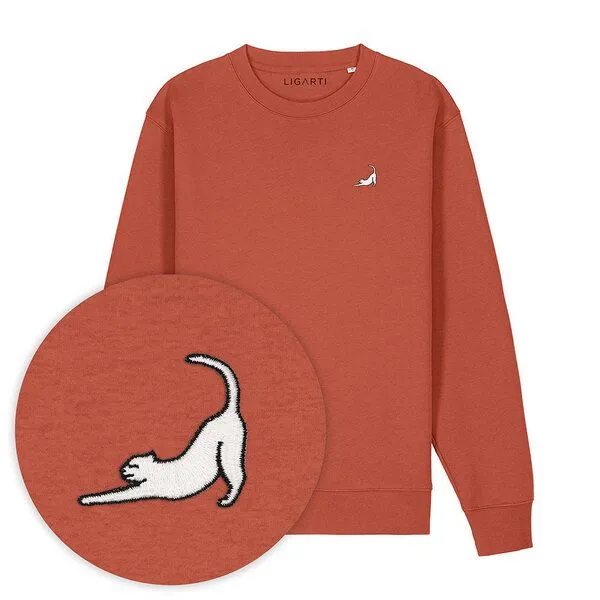 LIGARTI Bestickter Pullover – Eloise die Katze – LIGARTI Tiermanufaktur, Terracotta, – Produktbild 1 von 3