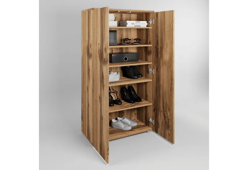 OTTO home Schuhschrank Paris grifflose Schuhregal Breite 70cm, mit 6 geräumigen Fächern, Braun, – Produktbild 5 von 5