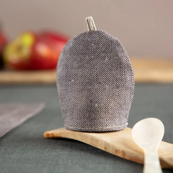 nahtur-design nahtur-design Eierwärmer aus Bioleinen mit Feinloden | Bring Farbe auf Deinen Tisch, Dunkelblau, – Produktbild 3 von 5