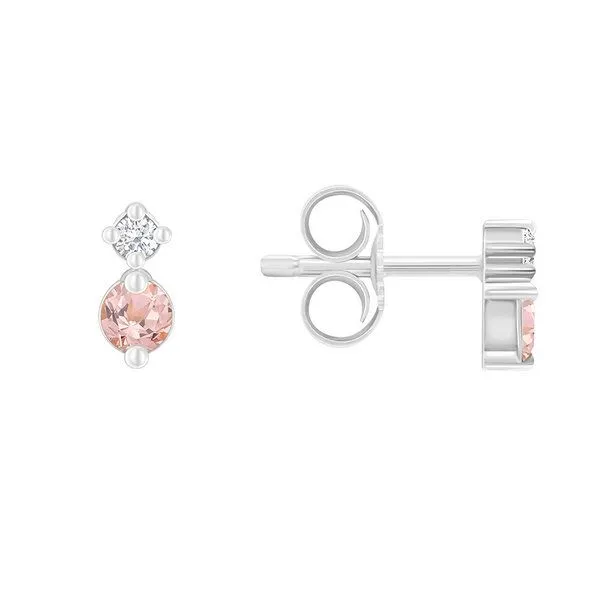 Eppi Eppi Minimalistische Ohrringe mit Morganiten und Diamanten Durante, Weiss, – Produktbild 3 von 4