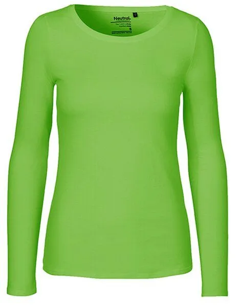 Neutral Neutral® Damen Langarm T-Shirt Bio Baumwolle Modern Fit Körpernah geschnitten, Lime, – Produktbild 1 von 4