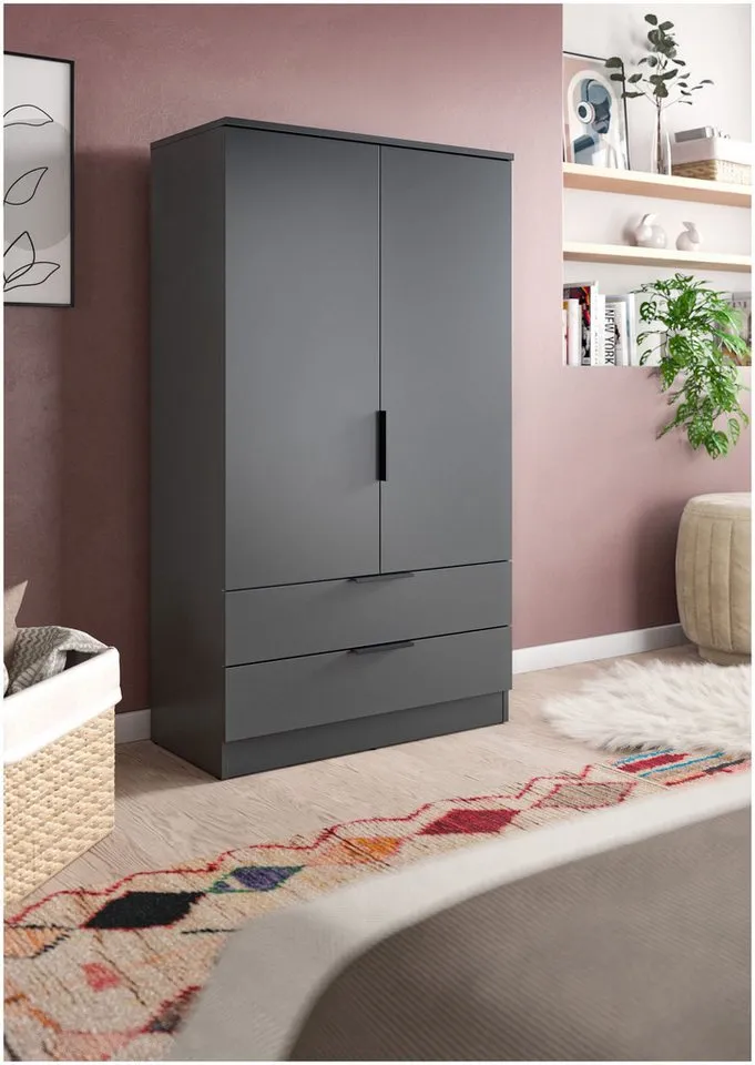 xonox.home Wäscheschrank in anthrazit B/H/T: 80x140x37 cm, Grau, – Produktbild 5 von 5
