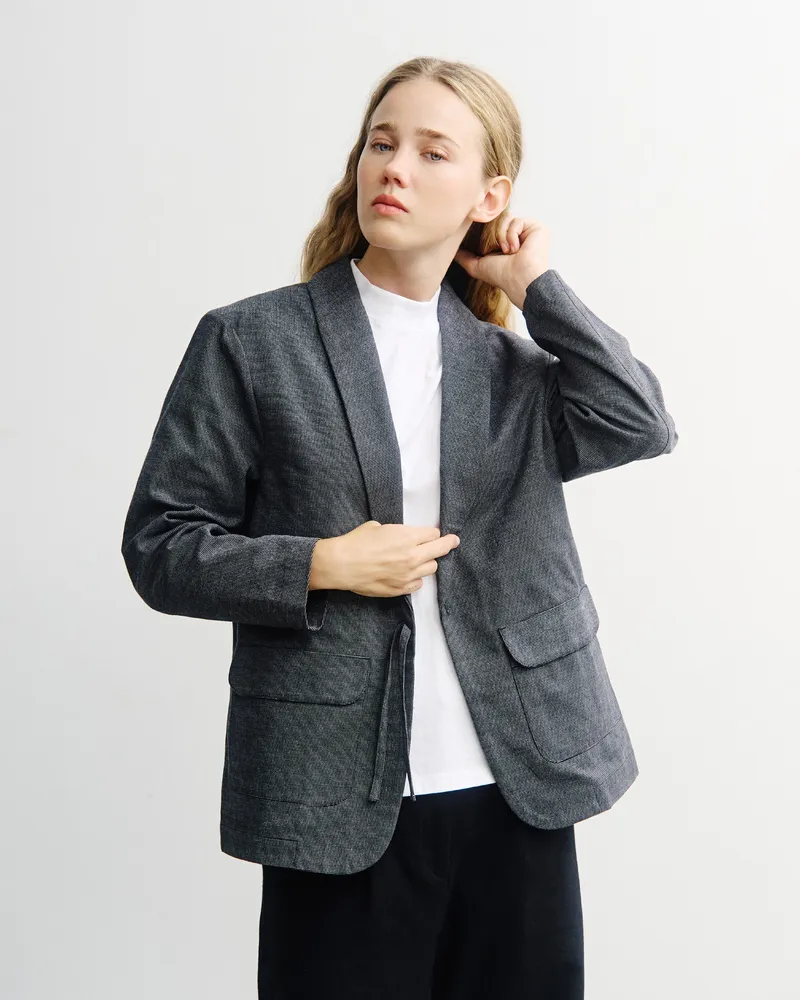 Rotholz Rotholz Damen vegan Kimono-Blazer Grau Meliert, Grau, – Produktbild 1 von 2