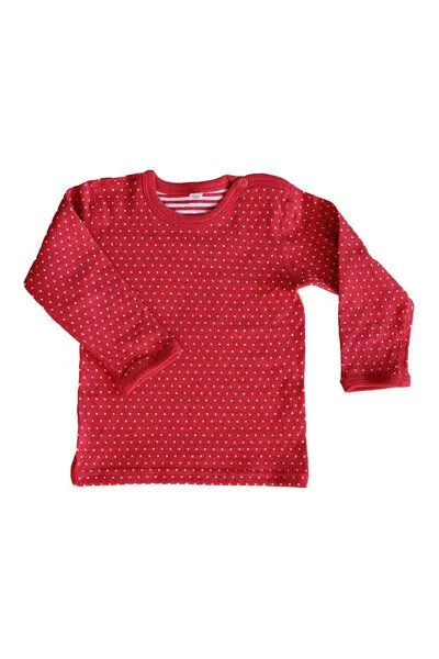 Leela Cotton Leela Cotton Baby Kinder Wendelangarmshirt Bio-Baumwolle, Pünktchen rot/weiß, – Produktbild 1 von 1