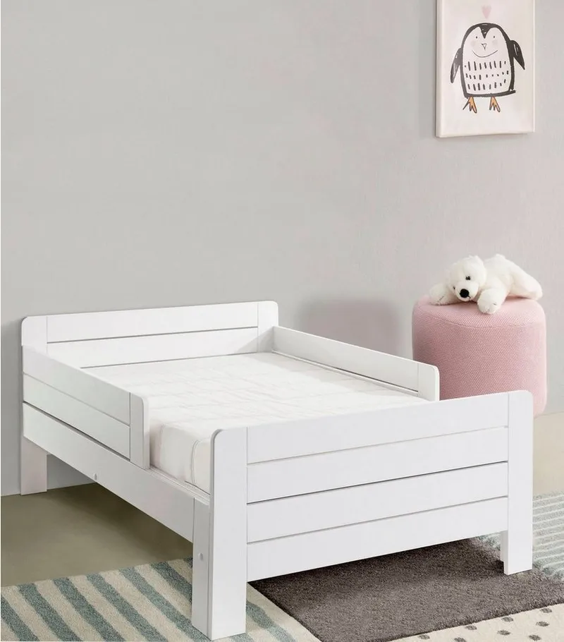 OTTO home Funktionsbett "LOTTE " Kinderbett mit Rausfallschutz, Schublade optional, Mitwachsend, FSC® zertifiziertes Massivholz, Weiß, – Produktbild 5 von 5