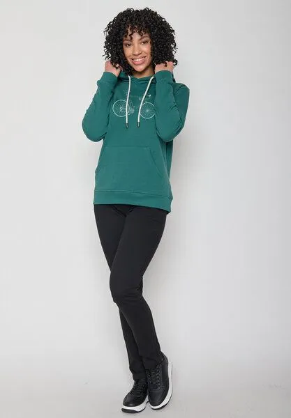 GreenBomb GREENBOMB Bike Classic Chipper - Bequemer Hoodie aus Bio-Baumwolle / hochwertiger Print / GOTS / Fair & Vegan, Grün (jungle green), – Produktbild 4 von 4